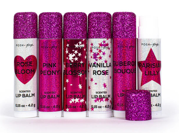 Posh Pop Lip Balm Pink Glitter Collection 6 Pcs