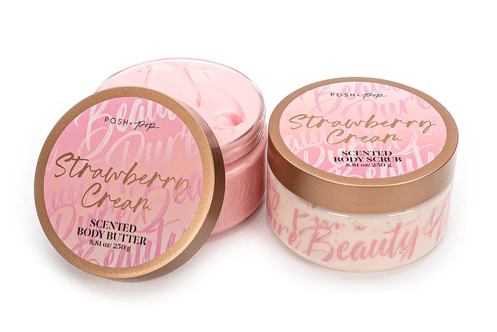 Posh Pop Strawberry Cream Scented Body Butter And Scrub