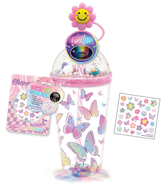 Light Up Tumbler with Glow in The Dark Tattoo Stickers by Hot Focus