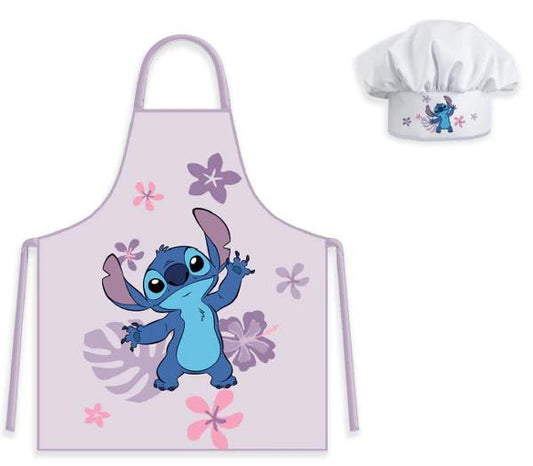 Stitch Apron And Chef Hat Set Pink