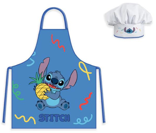 Stitch Apron And Chef Hat Set Blue